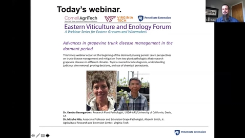 Thumbnail for entry Eastern Viticulture and Enology Forum: Advances in grapevine trunk disease management in the dormant period.  December 14, 2021