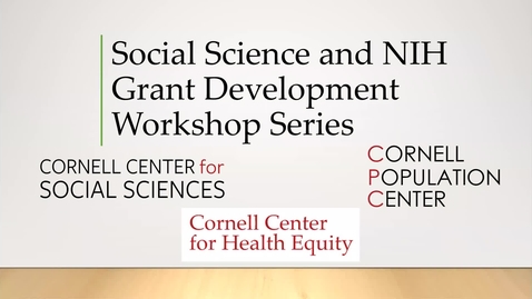 Thumbnail for entry NIH Grant Development Workshop 2: Strategic Planning  