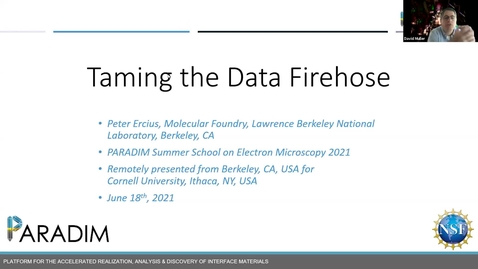 Thumbnail for PARADIM  Electron Microscopy Summer School Public Lectures 2021 - Taming the data firehose