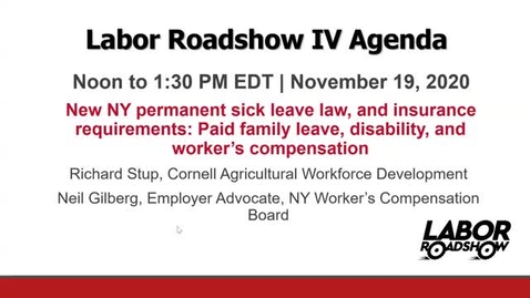 Thumbnail for Labor Roadshow IV: November 18, 19, 20, 23, 24, 2020