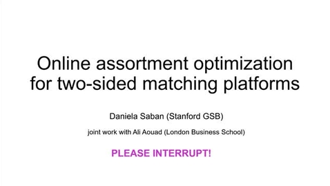 Thumbnail for ORIE Colloquium: Daniela Saban (Stanford University), March 16, 2021