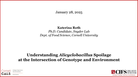 Thumbnail for January 28, 2025 - Katerina Roth, Ph.D. Candidate (Snyder Lab), Cornell University