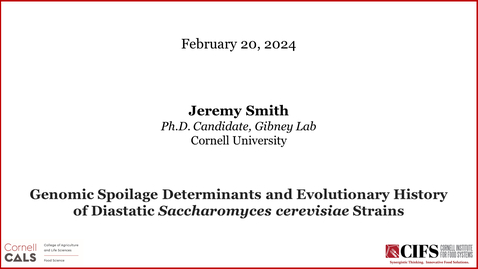 Thumbnail for February 20, 2024 - Jeremy Smith, Ph.D. Candidate (Gibney Lab), Cornell University