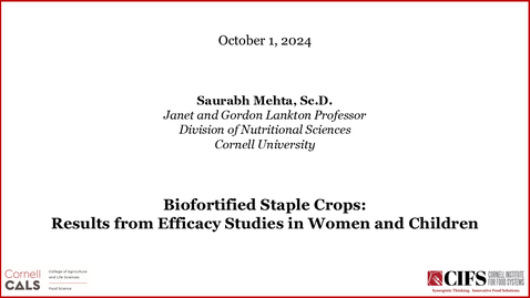 Thumbnail for October 21, 2024 - Saurabh Mehta, D.Sc., Cornell University