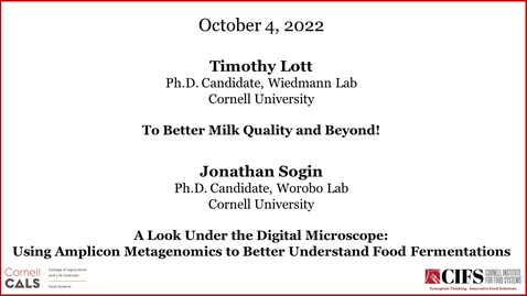 Thumbnail for Ph.D. Candidate Seminars - Lott &amp; Sogin