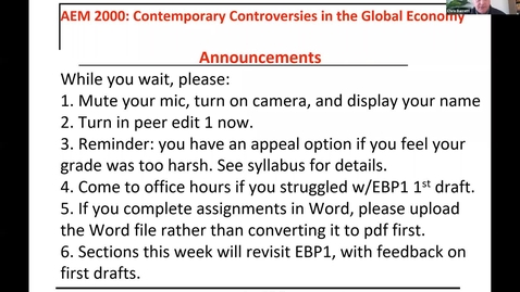 Thumbnail for AEM 2000 Contemporary Controversies in the Global Economy (2021SP) Lecture