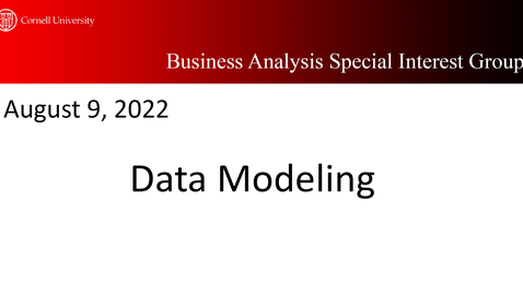Thumbnail for BA Overview 5.1 - Data Modeling Overview