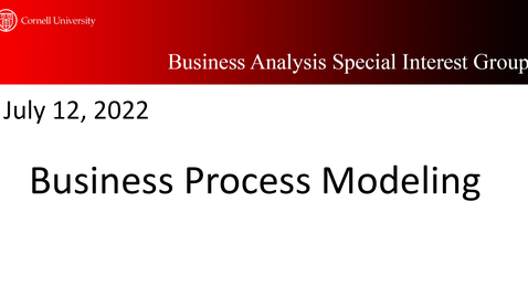 Thumbnail for BA Overview 4 - Business Process Modeling
