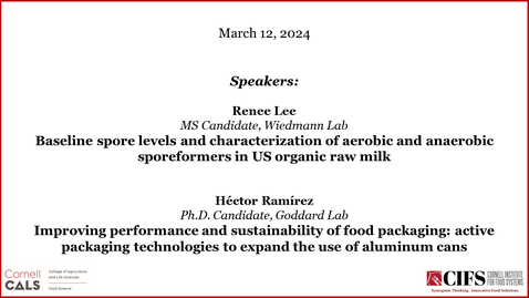 Thumbnail for March 12, 2024 - Renee Lee (Wiedmann Lab) &amp; Hector Ramirez (Goddard Lab)