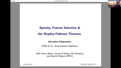 Thumbnail for ORIE Colloquium: Alexandre d'Aspremont, May 4, 2021