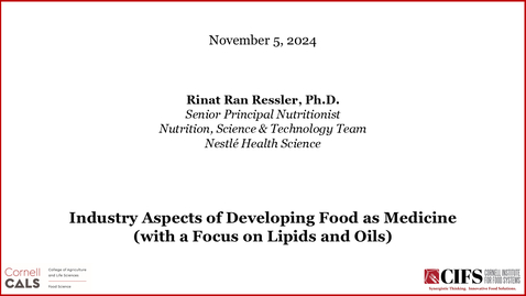 Thumbnail for November 5, 2024 - Rinat Ran Ressler, Ph.D. , Nestlé Health Science