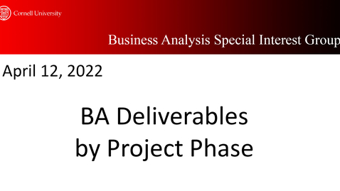 Thumbnail for BA Overview 1 - Project Deliverables