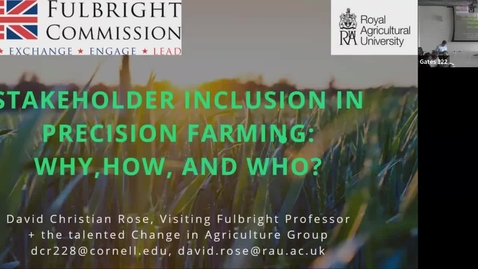 Thumbnail for CIDA Seminar - Stakeholder participation in precision farming: why, who, and how? - David Rose