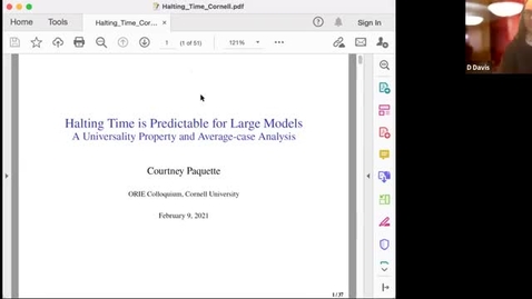 Thumbnail for ORIE Colloquium - Courtney Paquette (McGill University), February 9, 2021