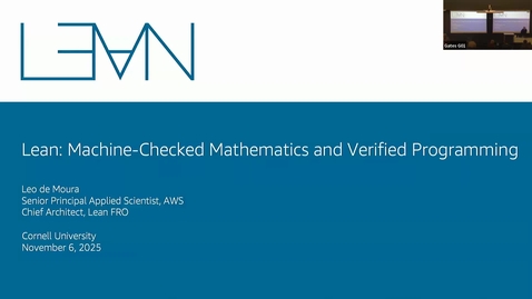 Thumbnail for CS Fall 2025 Colloquium - Leonardo de Moura