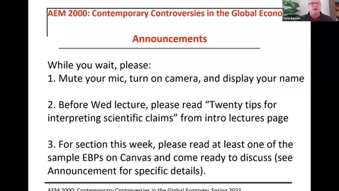 Thumbnail for AEM 2000 Contemporary Controversies in the Global Economy (2021SP) Lecture