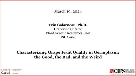 Thumbnail for March 19, 2024 -Erin Galarneau, Ph.D., USDA-ARS