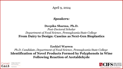 Thumbnail for April 9, 2024 - Penn State College Food Science Exchange Seminars