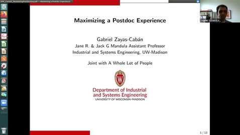 Thumbnail for Cornell DPE Sloan Lunch featuring Gabriel Zayas-Caban: Maximizing a Postdoc Experience 06Apr2021