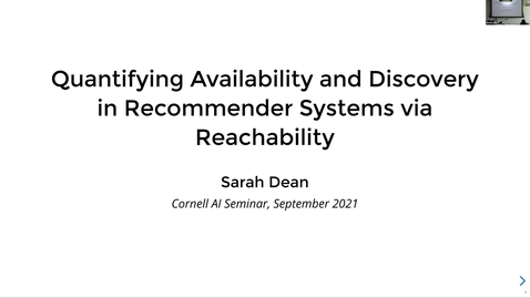 Thumbnail for 9.10.21 Sarah Dean, University of California, Berkeley