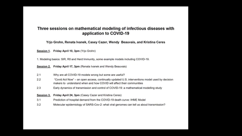 Thumbnail for entry Mathmatical Modeling Infectious Disease I 