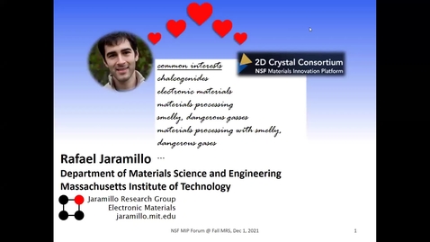 Thumbnail for entry Jaramillo 2DCC success story 2021 MRS conference MIP Forum (PM session) 