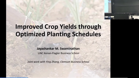 Thumbnail for Ezra's Round Table/Systems Seminar on 3/29/2019 - Jayashankar M. Swaminathan: Improved Crop Yields through Optimized Planting Schedules