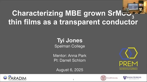 Thumbnail for 2025 PARADIM REU Final Presentations (Tyi Jones)