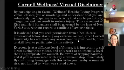 Thumbnail for Cornell Wellness Virtual Bootcamp Class #3