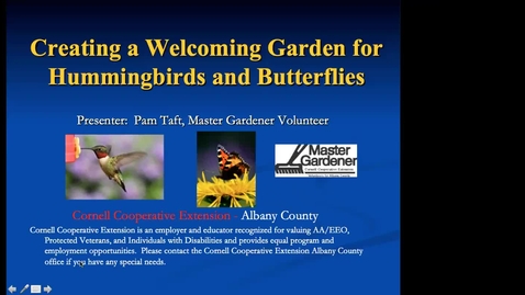 Thumbnail for &quot;Creating a Welcoming Garden for Hummingbirds and Butterflies&quot; by Pam Taft, Albany Master Gardener for DOT June 26, 2023