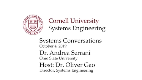 Thumbnail for Systems Conversation on 10/4/2019: Dr. Andrea Serrani