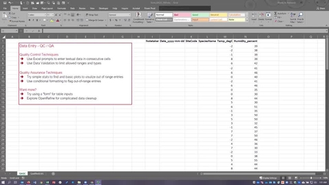 Thumbnail for entry Excel Data Entry and QA/QC