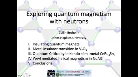 Thumbnail for PARADIM Summer School 2021 :  Neutron Scattering (2 of 2)