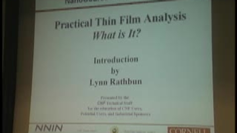 Thumbnail for CNF NanoCourses 2004 – Section 4.1: Introduction and Optic
