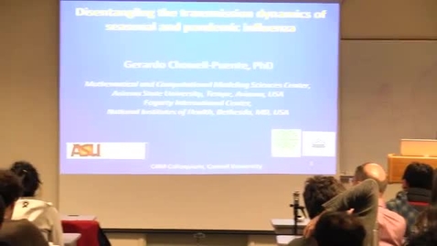 Thumbnail for CAM Colloquium, 2013-03-01 - Gerardo Chowell-Puente: Disentangling the Transmission Dynamics of Seasonal and Pandemic Influenza