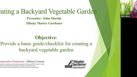 Thumbnail for Creating a Backyard Vegetable Garden for NY DOT April 22, 2025
