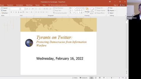 Thumbnail for entry Berger Speaker Series with David Sloss - Tyrants on Twitter: Protecting Democracies from Information Warfare
