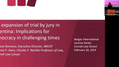 Thumbnail for entry Berger Talk with Aldana Romano - The Expansion of Trial by Jury in Argentina: Implications for Democracy in Challenging Times
