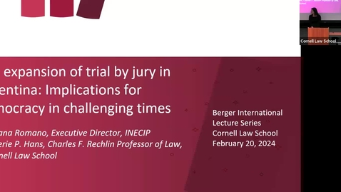Thumbnail for Berger Talk with Aldana Romano - The Expansion of Trial by Jury in Argentina: Implications for Democracy in Challenging Times