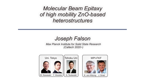 Thumbnail for entry Molecular Beam Epitaxy of High Mobility ZnO-based Heterostructures (Falson)