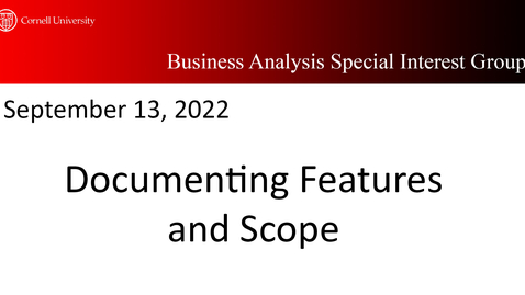Thumbnail for BA Overview 6 - Documenting Features and Scope Items