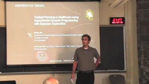 Thumbnail for ORIE/SCAN Seminar, 2013-10-30 - Martijn Mes (Twente): Tactical Planning in Healthcare Processes Using Approximate Dynamic Programming with Bayesian Exploration - Edited