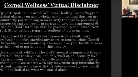 Thumbnail for entry Cornell Wellness Spring 2021 Virtual Bootcamp Class #2