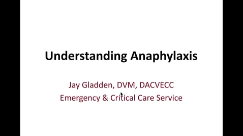 Thumbnail for Anaphylaxis: ACVECC Exam Webinar August 5, 2019