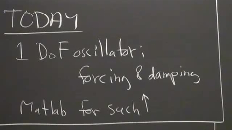 Thumbnail for entry 05 - Forcing &amp; Damping; Resonance; 1 DoF Oscillator Session 5