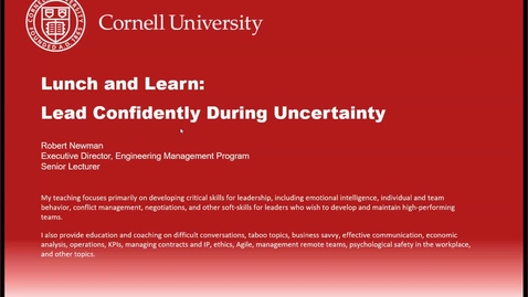 Thumbnail for Lunch &amp; Learn: Leading Through Uncertainty w/ Robert Newman