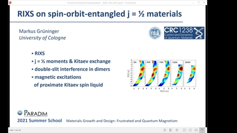 Thumbnail for entry PARADIM Summer School 2021: RIXS on spin-orbit-entangled j=1/2 materials