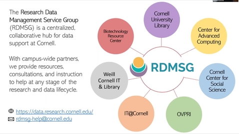 Thumbnail for entry Introduction to the Research Data Management Service Group (RDMSG)