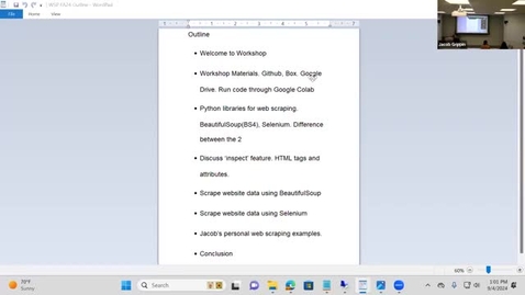 Thumbnail for Web Scraping in Python FA24.mp4