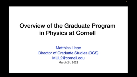 Thumbnail for Overview of the Graduate Program - Professor Matthias Liepe